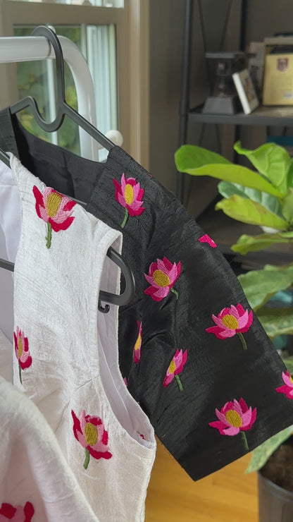 “Garden” -Pastel embroidered blouse , embellished with crystal beads detailing