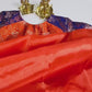 "Rita" collection - Pure silk banarasi blouse with pure tissue silk saree set in orange and purple