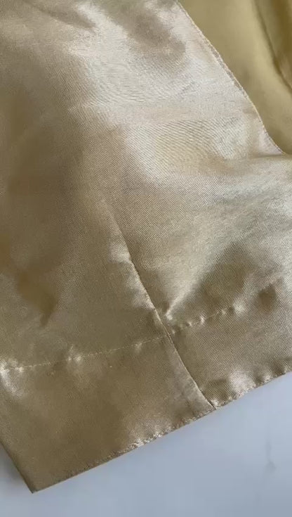 “Riva” Pure tissue silk blouse - gold with copper sleeves