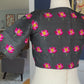 "Kamala" collection - pure raw silk blouse embroidered with lotus motifs in black