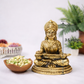Pure brass Annapoorani Devi statue 3.5 inches tall in antique gold finish, seated with traditional detailing, ideal for home temple decor.