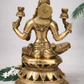 Back view of pure brass Lakshmi statue, 30 cm height, showcasing intricate rear crown detailing and sculpted back carvings.