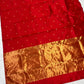 True Red Pure Silk Chanderi Saree with Floral Butta and Traditional Zari