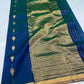 Pure silk Chanderi tissue saree in green blue with soft glow and refined texture