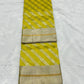 Sunlit Turmeric Yellow Diagonal Zari Katan Silk Chanderi Saree, diagonal zari-leaf stripes on the body