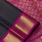 Zari and weave detail of the Kanchana Black Handwoven Pure Jari Korvai Kanjivaram Saree with Vairaoosi Kattam Body and Pink Borders.