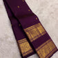 Jewel Purple and Antique Gold Handwoven Pure Silk Kanchipuram Saree with Rettapet Border and Mayil Chakram Butta