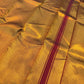 Arakku Red and Antique Gold Handwoven Pure Silk Kanjeevaram Saree with Ettukol Border