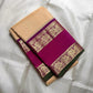 Pure Kancheepuram silk saree with manthulir green selvedge detail — warm ivory beige — Idam Living