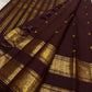Espresso Brown and Antique Gold Handwoven Pure Silk Kanjivaram Saree with Rettapet Border and Mayil Chakram Butta