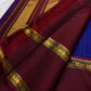 Jewel Blue and Deep Vermillion Handwoven Pure Silk Kanjivaram Saree with Rettapet Border and Zari Kattam