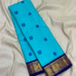 Aqua Blue Handwoven Pure Silk Kanjivaram Saree with Korvai Peacock Border