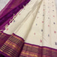Ivory Kanjivaram Korvai silk saree, peacock buttas with Varisaipet zari border and grand pallu
