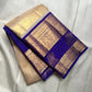 Royal Ivory Kanchi Pattu silk saree – full drape with Royal Blue Korvai border — Idam Living