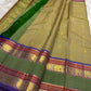 Sage olive Rettapet saree — multicoloured green and purple border detail