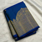 Body close-up of royal blue KanchiPattu saree showing the winged flying horse zari butta