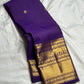 Royal purple handwoven pure silk Kanjipuram Butta saree, full view — Idam Living