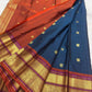Raspberry and vermilion Vanasringaram peacock border on peacock blue Kanchipuram saree