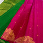 Pure Silk Kanchi Pattu saree in raspberry pink with scattered Butta motifs