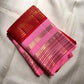 Pink handwoven pure silk Kanjeevaram Korvai saree, full view — Idam Living