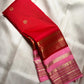 Zari panel detail close-up on pink Kanjeevaram Korvai saree