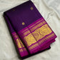 Royal purple handwoven pure silk Kanjipuram Korvai saree, full view — Idam Living