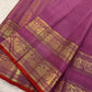 Pure Silk Kancheepuram saree in lavender showing Rettapet border