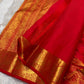 Pure Kanchipuram silk saree with antique gold peacock mayil border – body weave detail
