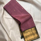 Dusty Mauve pure silk Kanjeevaram saree, Butta weave with Deep Green border — full drape view