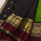 Emerald Green pure silk Kancheepuram saree, Butta weave with Deep Aubergine border — border detail