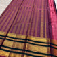 Deep neelam blue Kanchipuram silk saree with mauve purple pallu and ornate Varisaipet bands