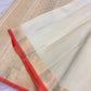 Ivory Handwoven Pure Silk Kanjivaram Saree with Small Gold Buttas & Petite Zari Elephant Border