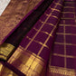 Royal Purple Handwoven Pure Silk Kanchipuram Saree with Zari Kattam Border