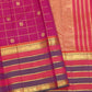Pure Kanchipuram silk saree raspberry pink with varisaipet kattam weave – body detail