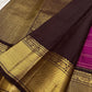 Pure silk Zari Kattam KanchiPattu saree in raspberry purple, full drape