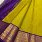 Pure Kanchipuram Varisaipet saree – leaf green zari stripe detail — Idam Living