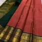 Pure silk Kancheepuram saree in rust orange with deep green border