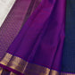 Pure silk Kancheepuram saree in ink blue with royal orchid purple border