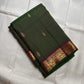 Handwoven forest emerald silk saree with antique gold woven kattam checks