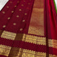 Pure Kanjivaram green silk saree with deep ruby rettapet border traditional zari Idam Living