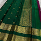 Pure Kanjivaram silk saree bright berry pink body with bottle green rettapet border Idam Living