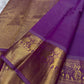 Close-up of elephant motif zari border on orchid purple Kanjipuram silk saree