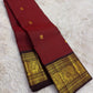 Burnt Copper Handwoven Pure Silk Kanchipuram Saree with Deep Aubergine Korvai Zari Border