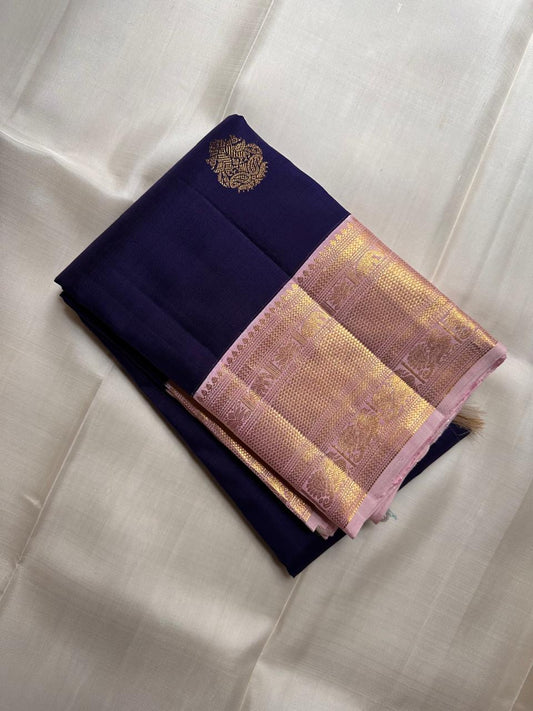 Pure mulberry silk Kanjipuram saree – floral zari buttas detail — Idam Living