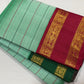 Pastel mint green handwoven pure silk Kanjivaram rettapet saree with Ganga-Jamuna borders, view 5