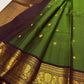 Leaf Green Handwoven Pure Silk Kanjipuram Saree with Deep Maroon Korvai Zari Border