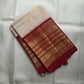 Warm ivory Vairaoosi pure silk Kanchipuram saree – ivory silk body with fine gold-toned Vairaoosi zari sequences