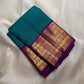 Pure mulberry silk Varisaipet Kanjeevaram saree in peacock teal — Idam Living