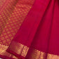 Raspberry Pink Handwoven Pure Silk Kanjipuram Saree with Small Gold Buttas & Petite Zari Elephant Border