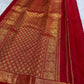 Classic Red Handwoven Pure Silk Kancheepuram Saree with Small Gold Buttas & Petite Zari Elephant Border